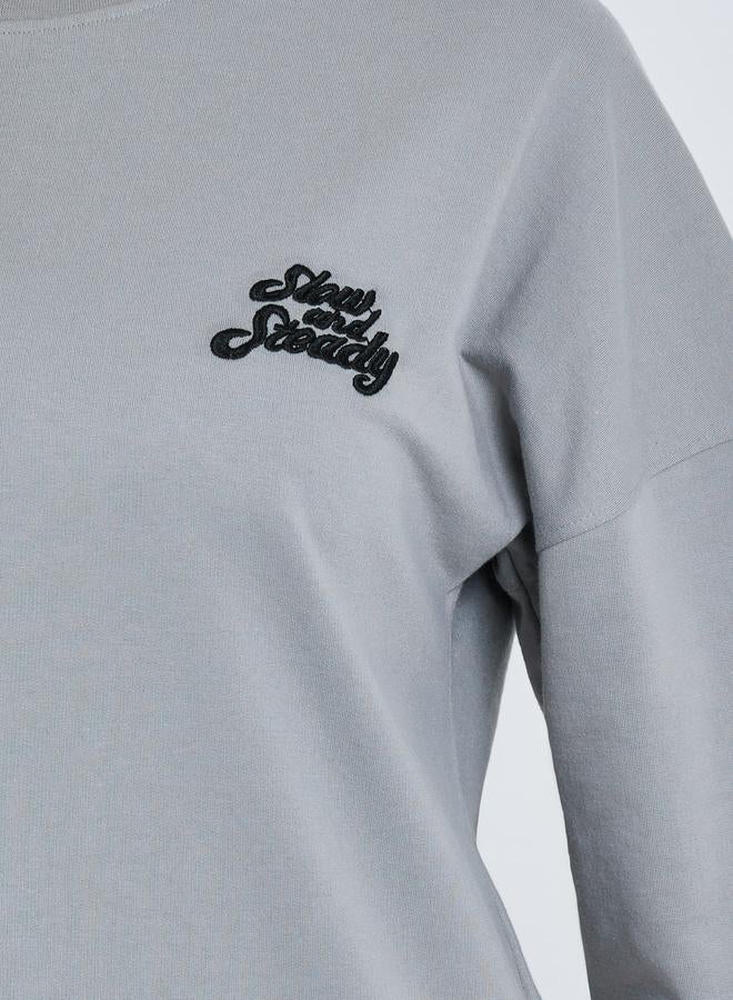 ستايلي تيشيرت قطن مطرز نسائي مقاس كبير - Image 3